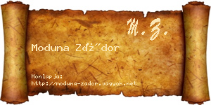 Moduna Zádor névjegykártya